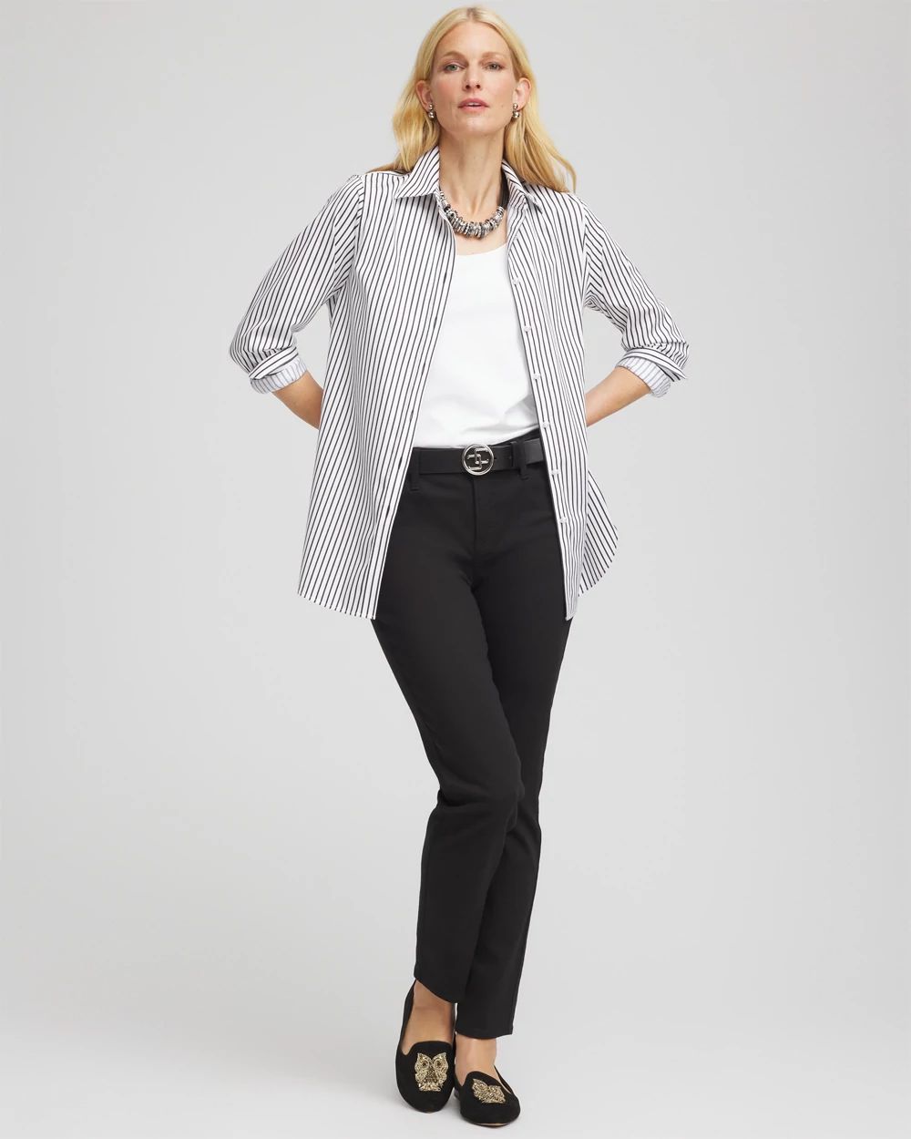 No Iron™ Lurex Striped Shirt | Chico's